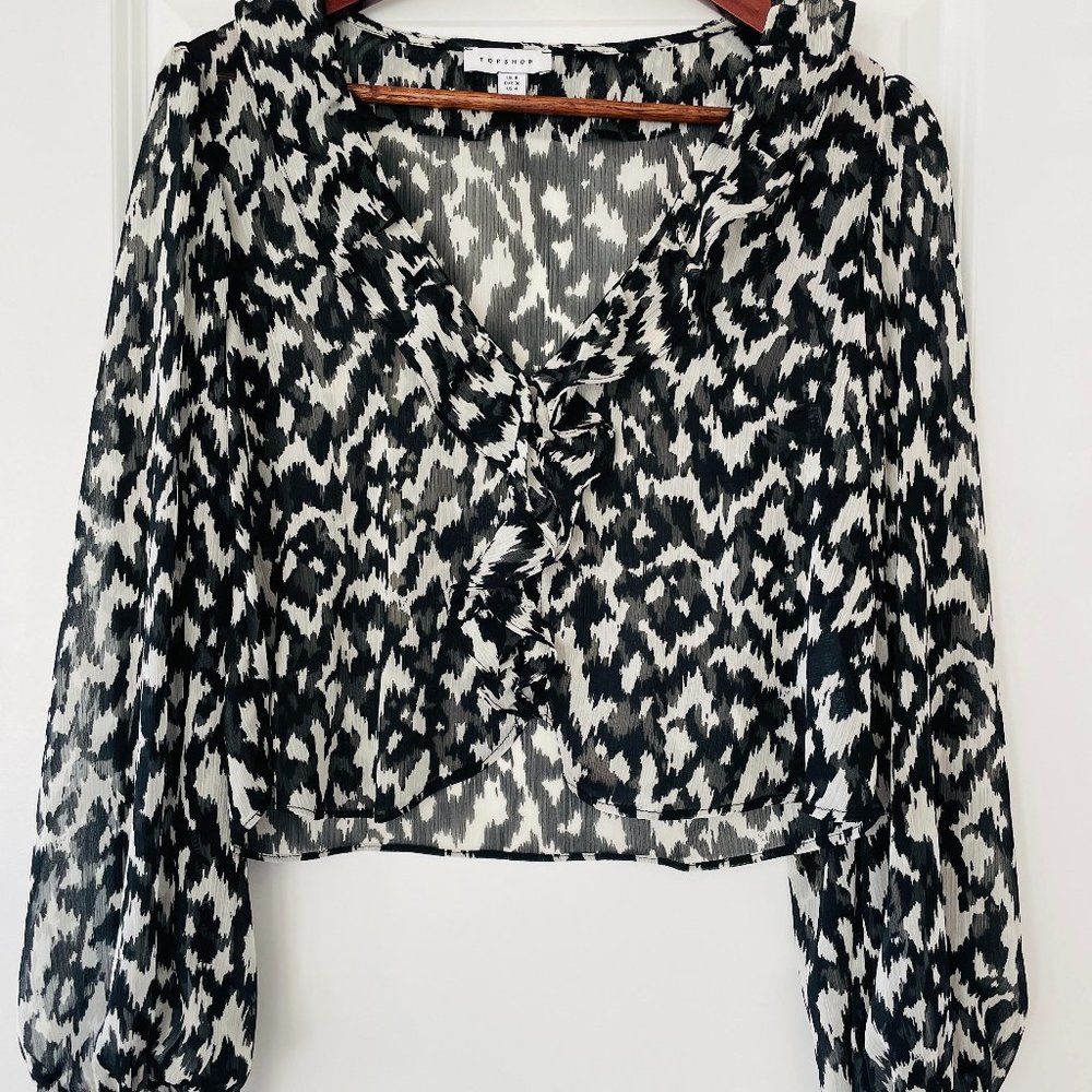 Topshop Black and White Sheer Blouse